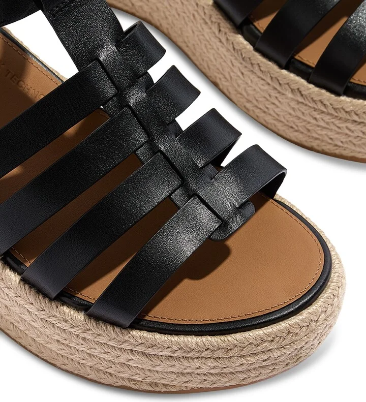 FitFlop Women's Platform Espadrille Leather Wedge Sandals - Image 8
