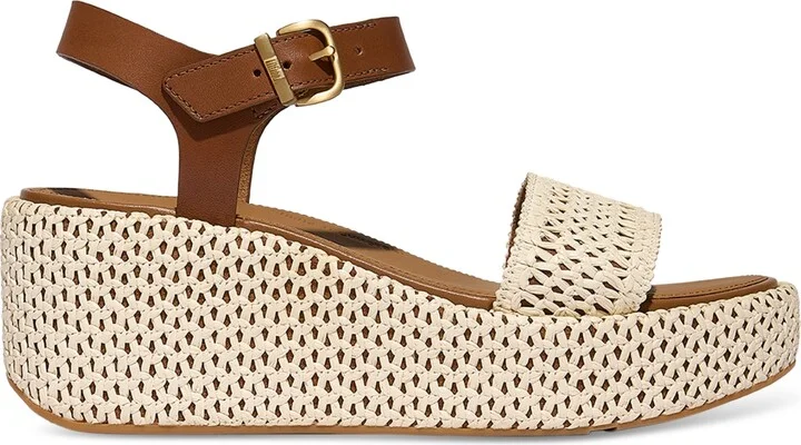FitFlop Women's Platform Woven Wedge Sandals - Deep Tan, Ivory - Image 2