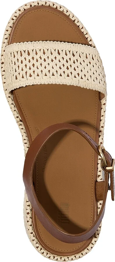 FitFlop Women's Platform Woven Wedge Sandals - Deep Tan, Ivory - Image 3