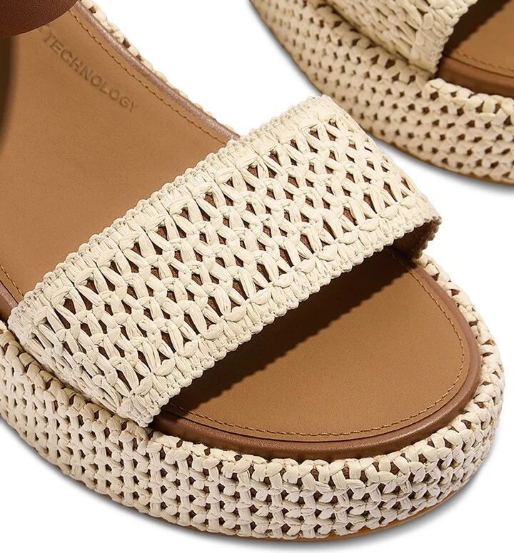 FitFlop Women's Platform Woven Wedge Sandals - Deep Tan, Ivory - Image 4