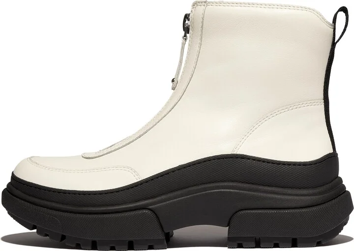 FitFlop WYLDER Zip-Front Leather Ankle Boots Leather/Nylon