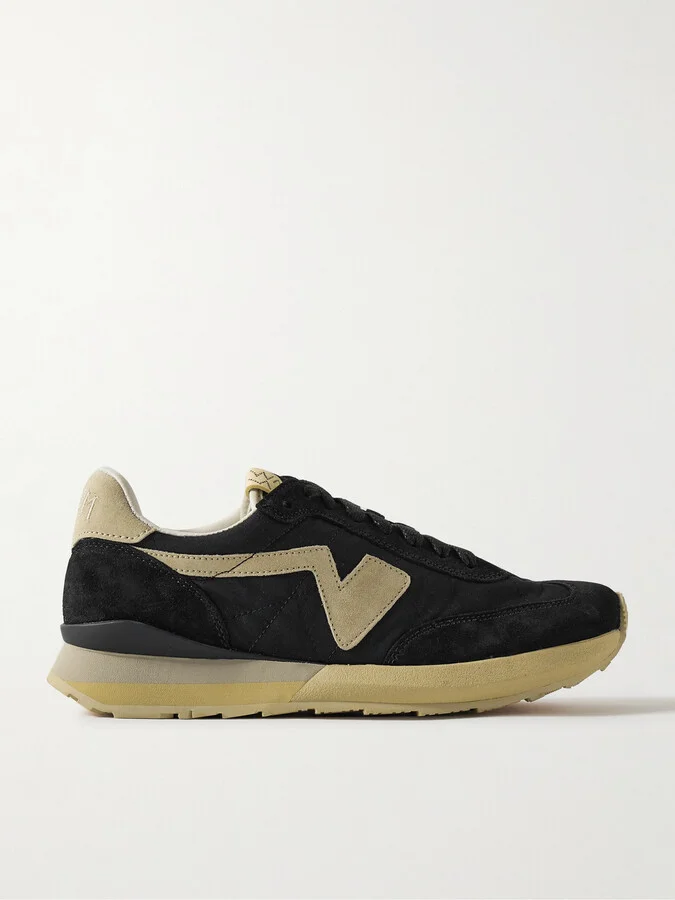 FKT Runner Suede-Trimmed Canvas Sneakers