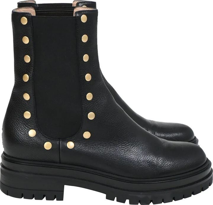 Flair Stud Boots in Black Leather