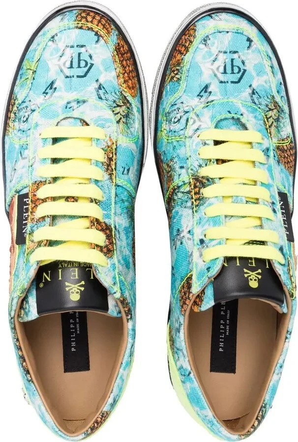 Flame-print canvas low-top sneakers - Image 4