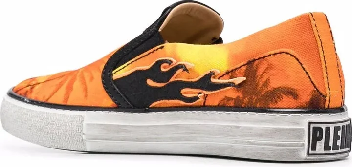 Flame Print Slip-On Sneakers - Image 3
