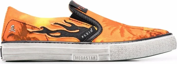 Flame Print Slip-On Sneakers
