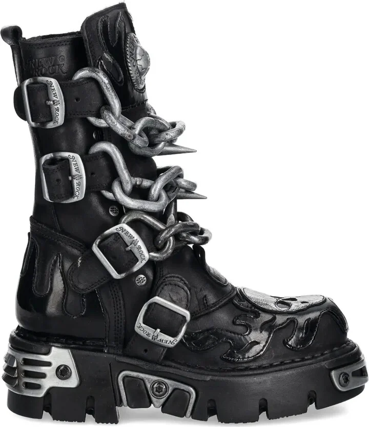 Flame-Skull Chain Boots