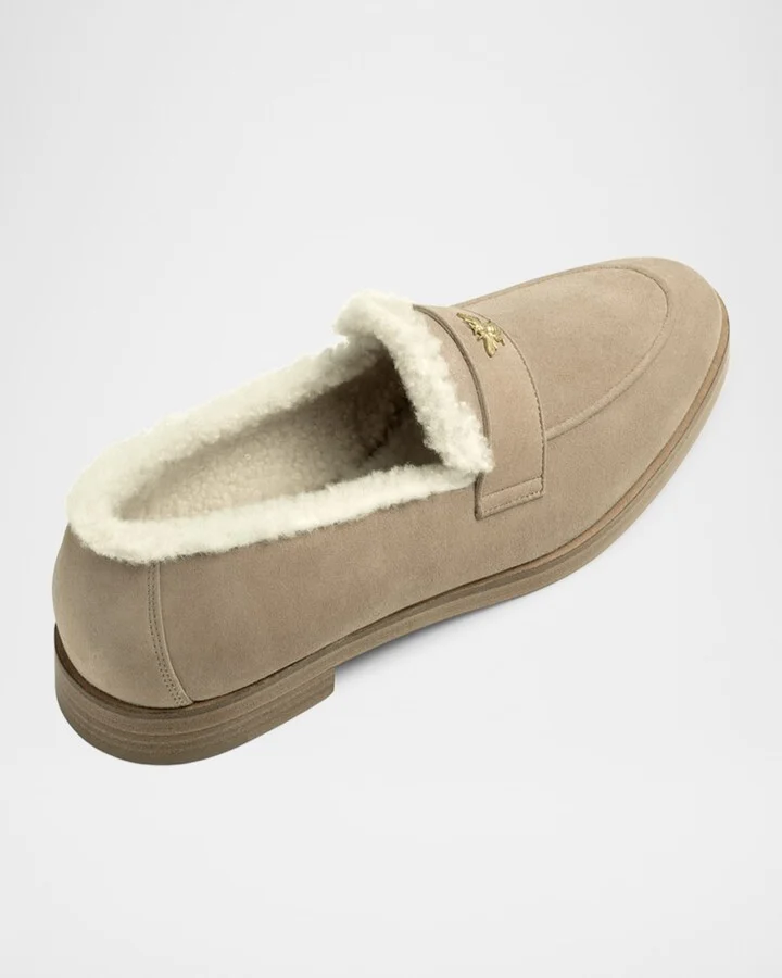 Flaneur Curly Shearling-Lined Suede Loafers - Image 3