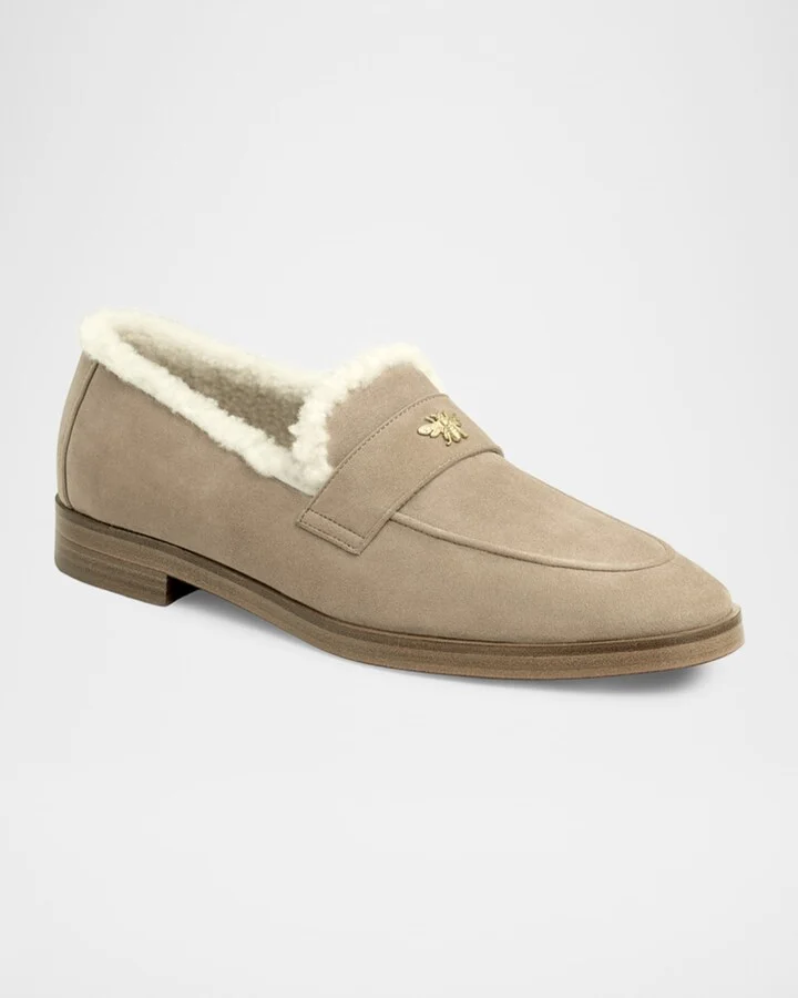 Flaneur Curly Shearling-Lined Suede Loafers - Image 5