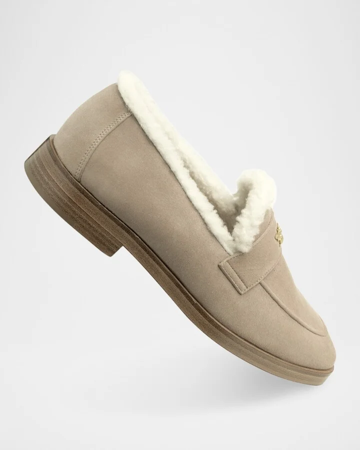 Flaneur Curly Shearling-Lined Suede Loafers - Image 6