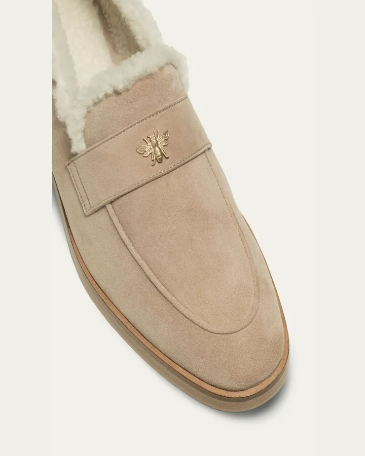 Flaneur Curly Shearling-Lined Suede Loafers - Image 8
