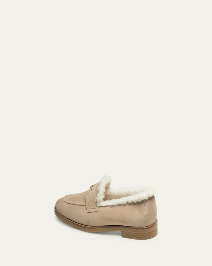 Flaneur Curly Shearling-Lined Suede Loafers - Image 10