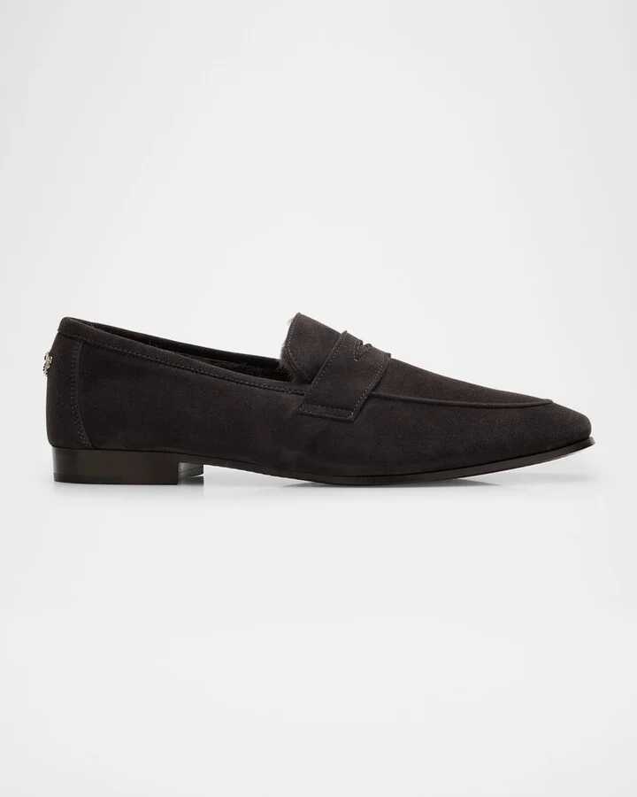 Flaneur Curly Shearling-Lined Suede Loafers