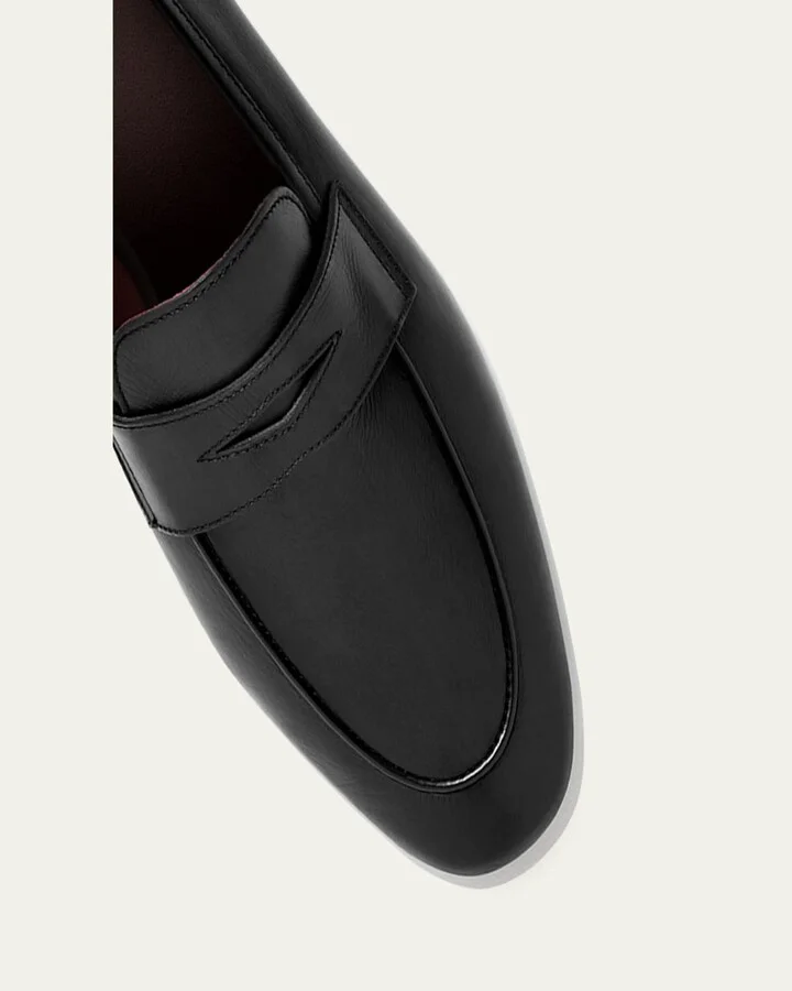 Flaneur Leather Flat Penny Loafers - Image 4