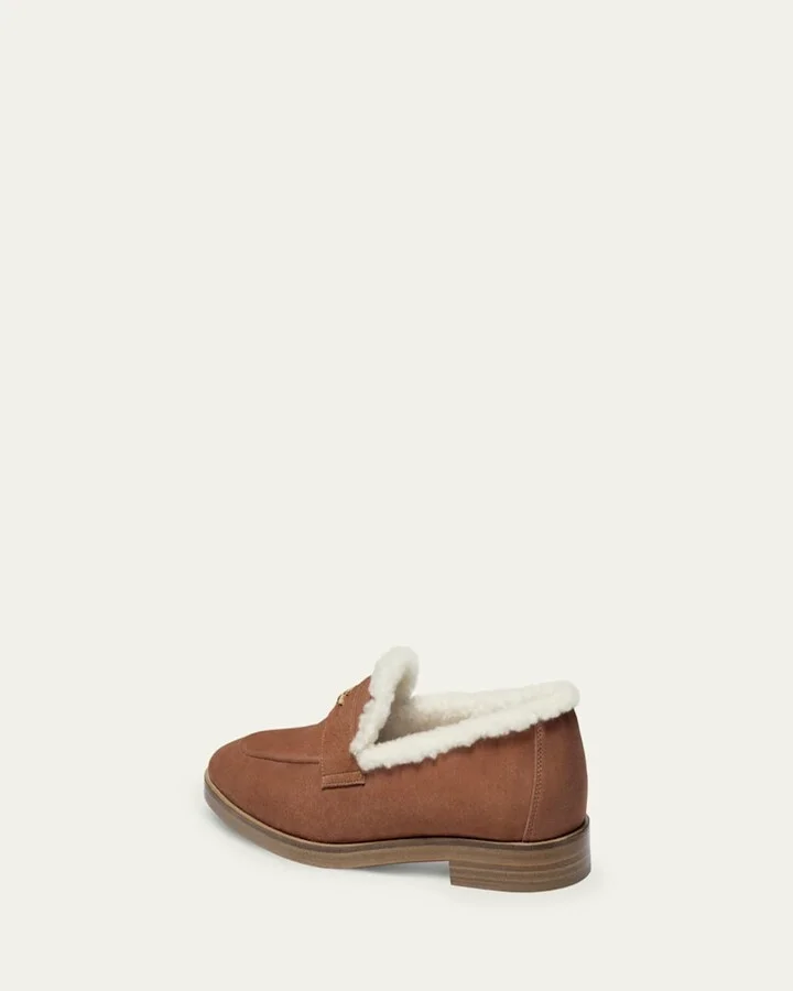 Flaneur Lofty Shearling-Lined Suede Penny Loafers - Image 2