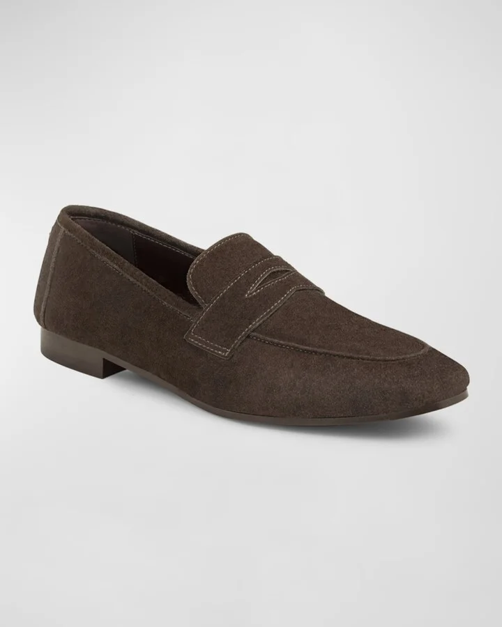 Flaneur Suede Penny Loafers - Image 7