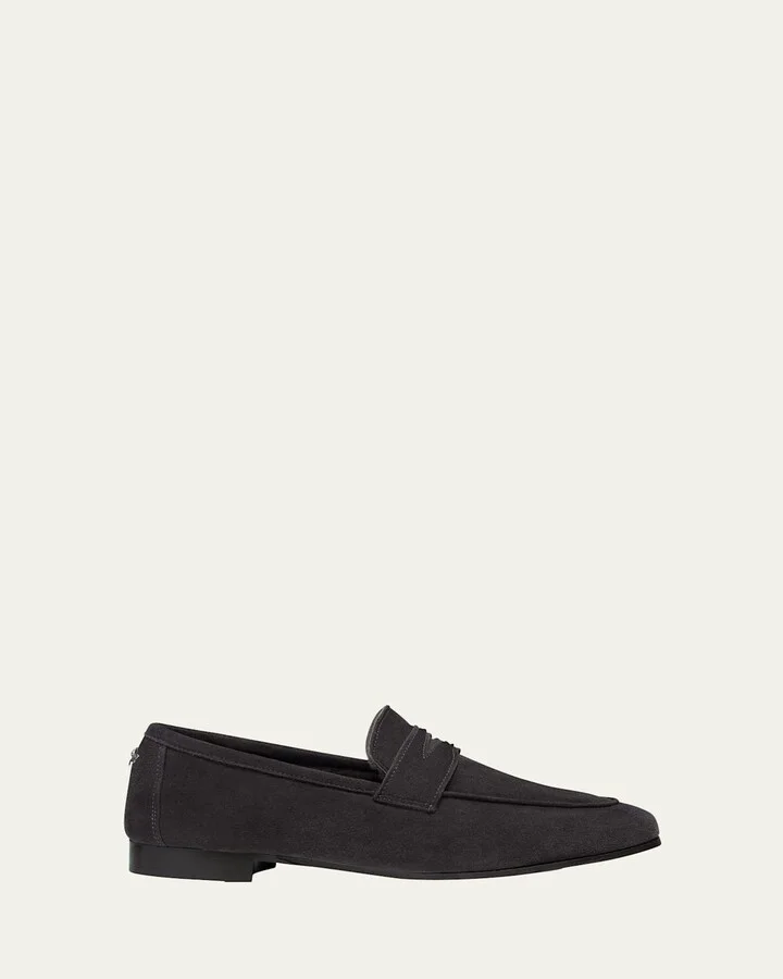 Flaneur Suede Shearling Penny Loafers