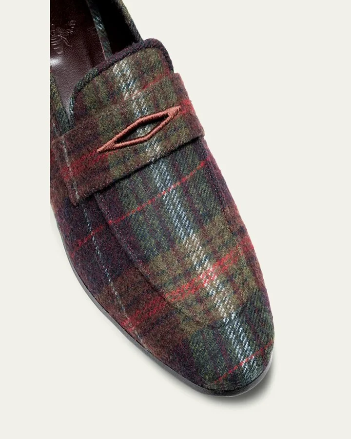 Flaneur Tartan Penny Loafers - Image 3