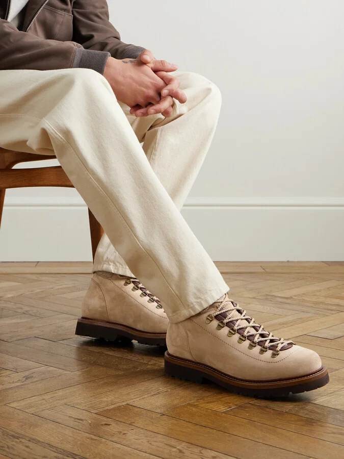 Flannel and Full-Grain Leather-Trimmed Suede Boots - Image 2