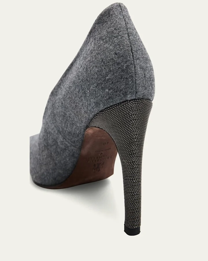 Flannel Wool Monili-Heel Pumps - Image 3