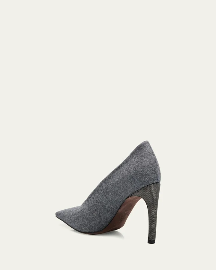 Flannel Wool Monili-Heel Pumps - Image 4