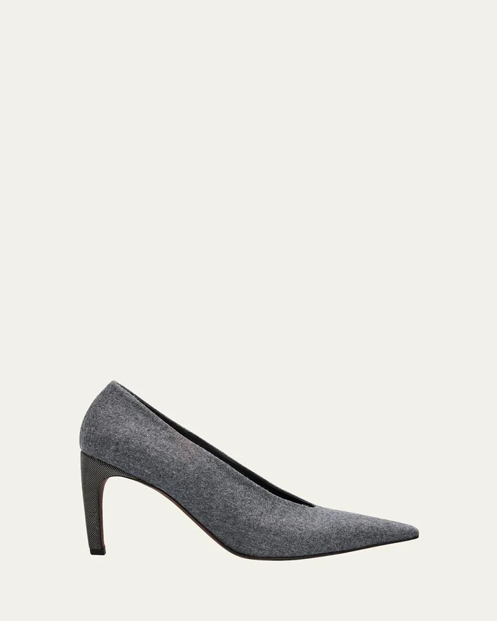 Flannel Wool Monili-Heel Pumps
