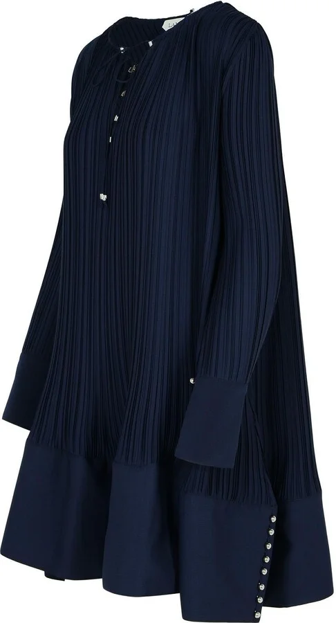 Flared Hem Pleated Midi Dress - Image 3
