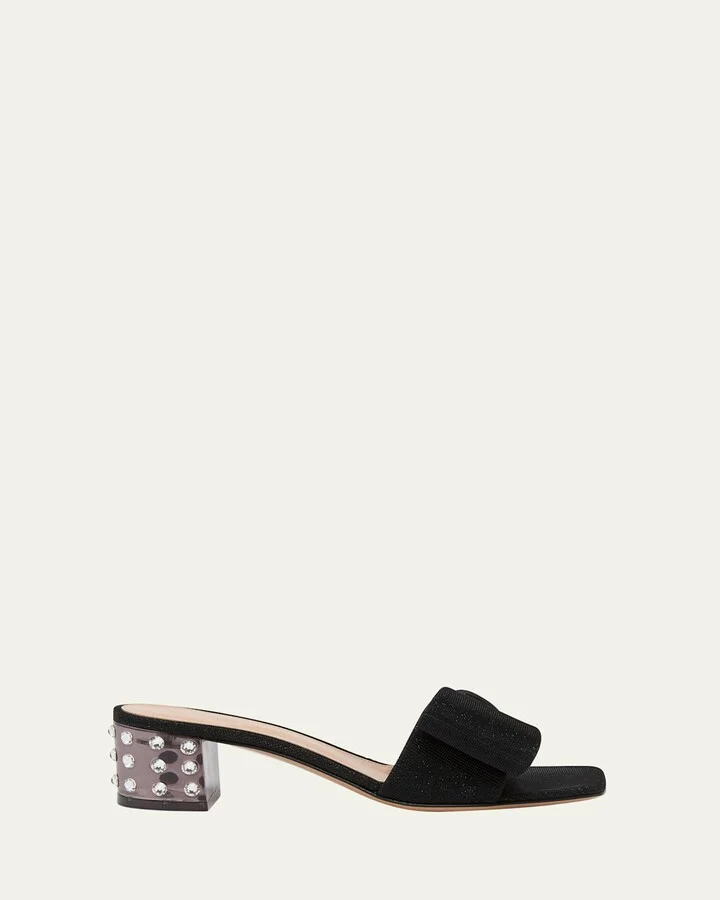 Flash Bow Embellished Mule Sandals