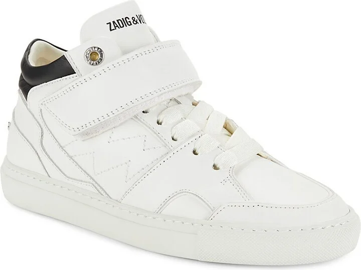Flash Mid-Top Leather Court Sneakers - Image 2