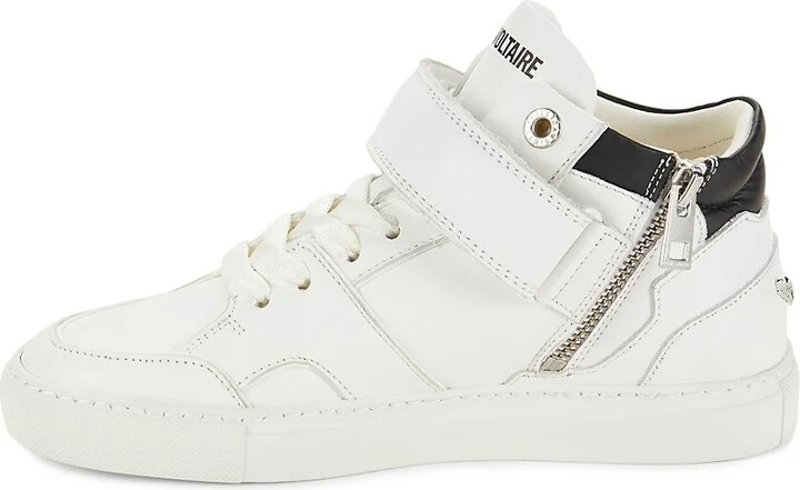 Flash Mid-Top Leather Court Sneakers - Image 4
