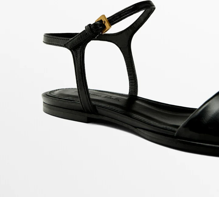 Flat Creased Patent Finish Sandals - Image 5