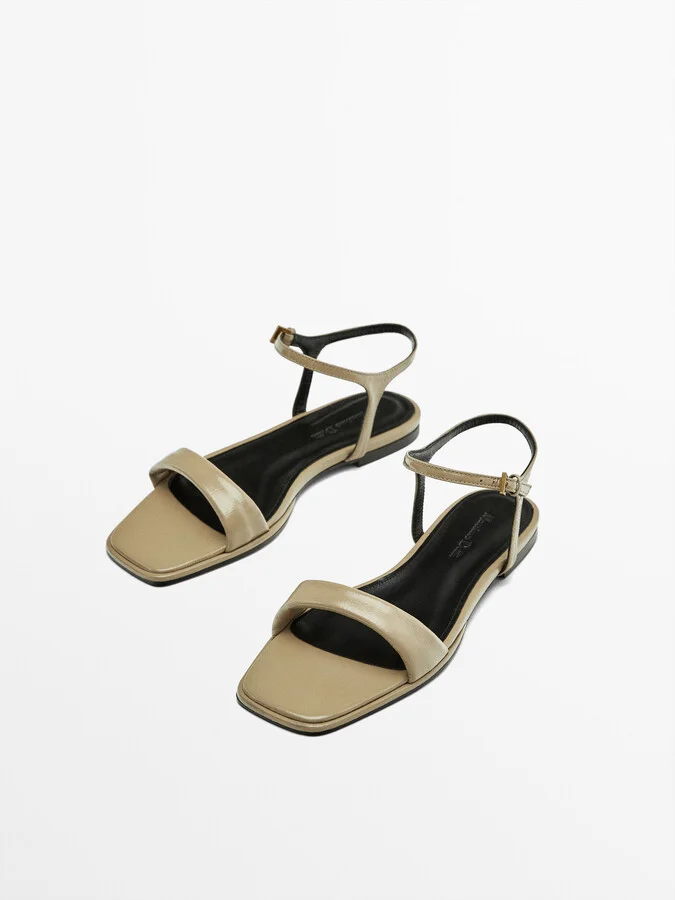 Flat Creased Patent Finish Sandals - Image 3