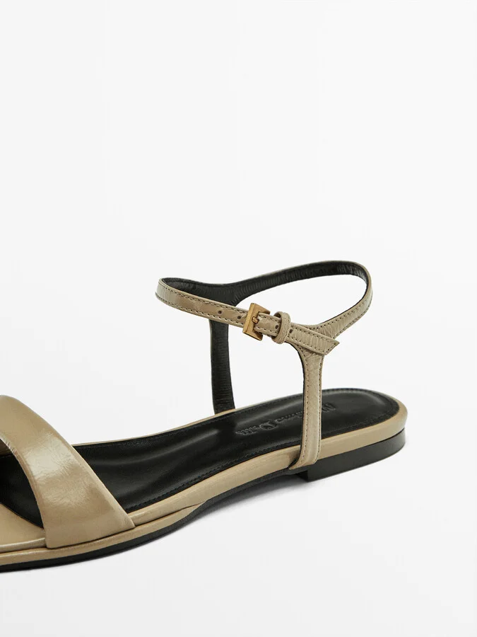 Flat Creased Patent Finish Sandals - Image 5