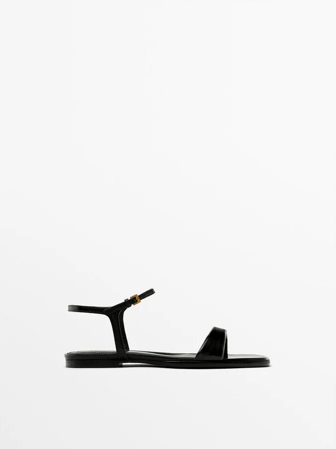 Flat Creased Patent Finish Sandals