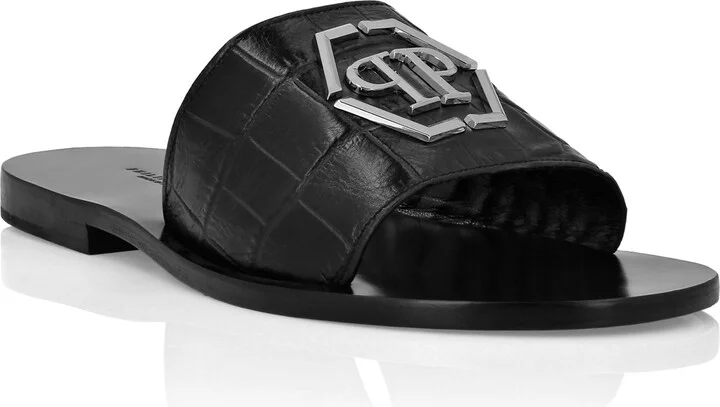 Flat Crocco Printed Sandals