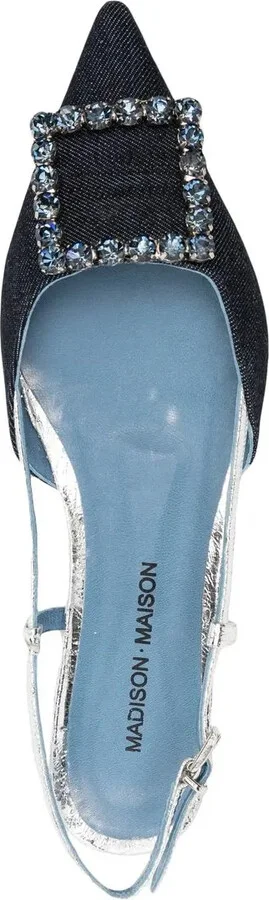 Flat Crystal-Embellishment Slingback Pumps - Image 4