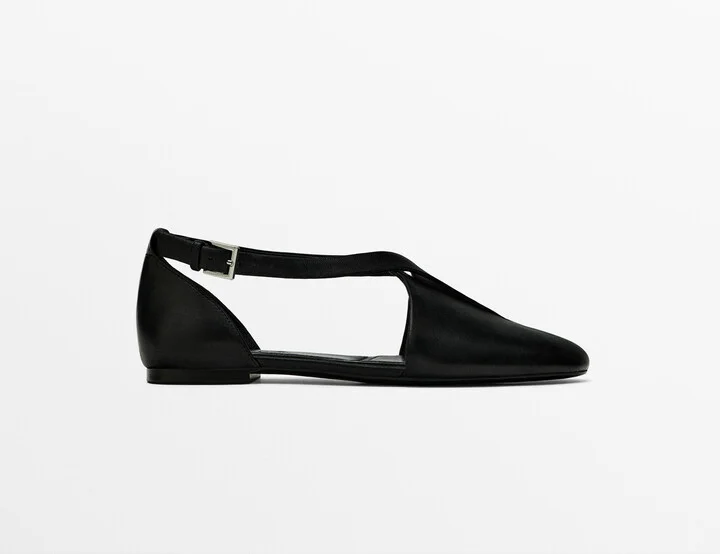 Flat Cut-Out Slingback Shoes With Crossed Detail - Image 2