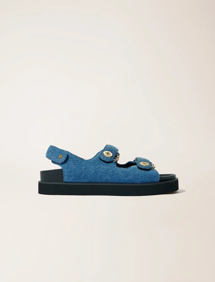Flat denim sandals