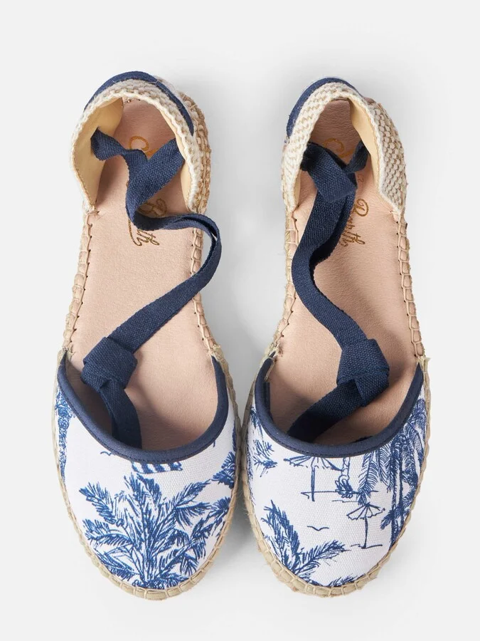 Flat Espadrillas With Toile De Jouy Print - Image 2
