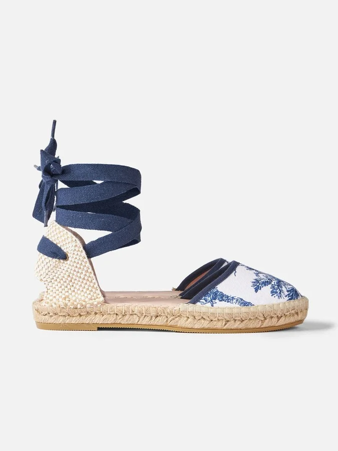 Flat Espadrillas With Toile De Jouy Print - Image 3