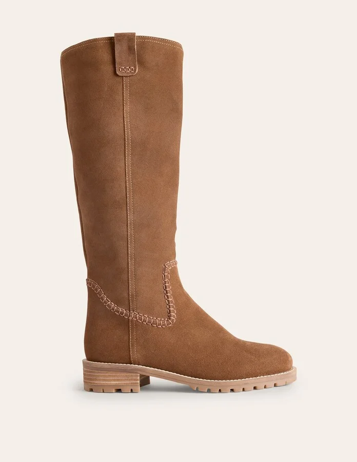 Flat Knee Boots, Tan - Image 2