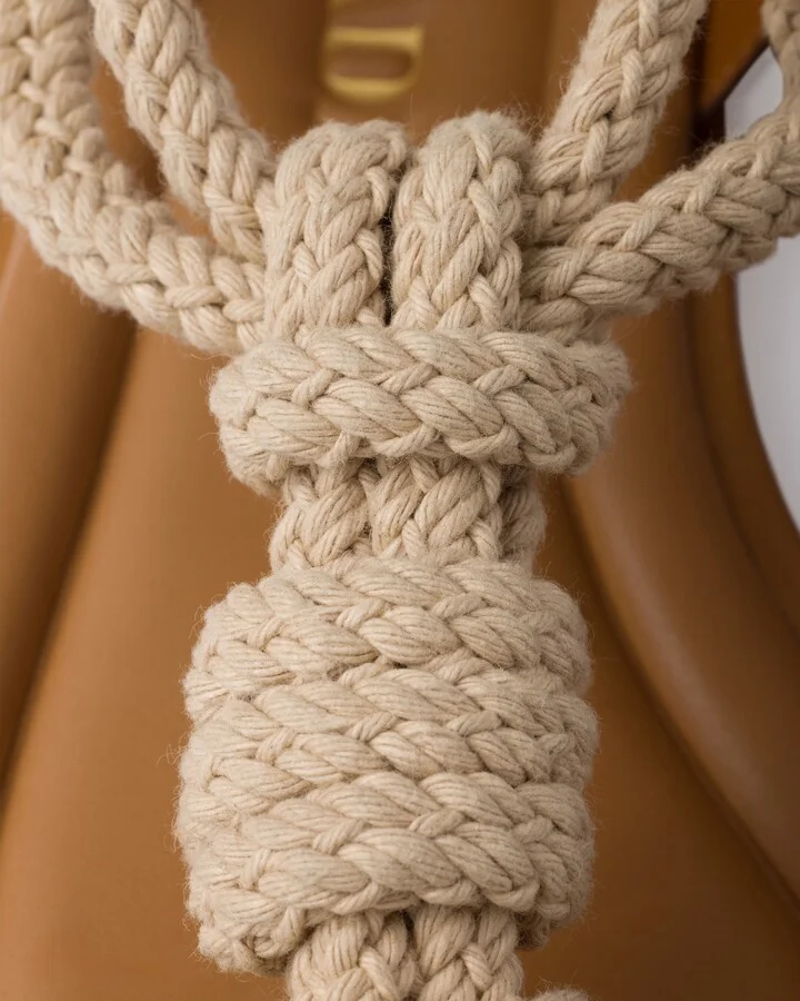 Flat leather and cord sandals - Image 6
