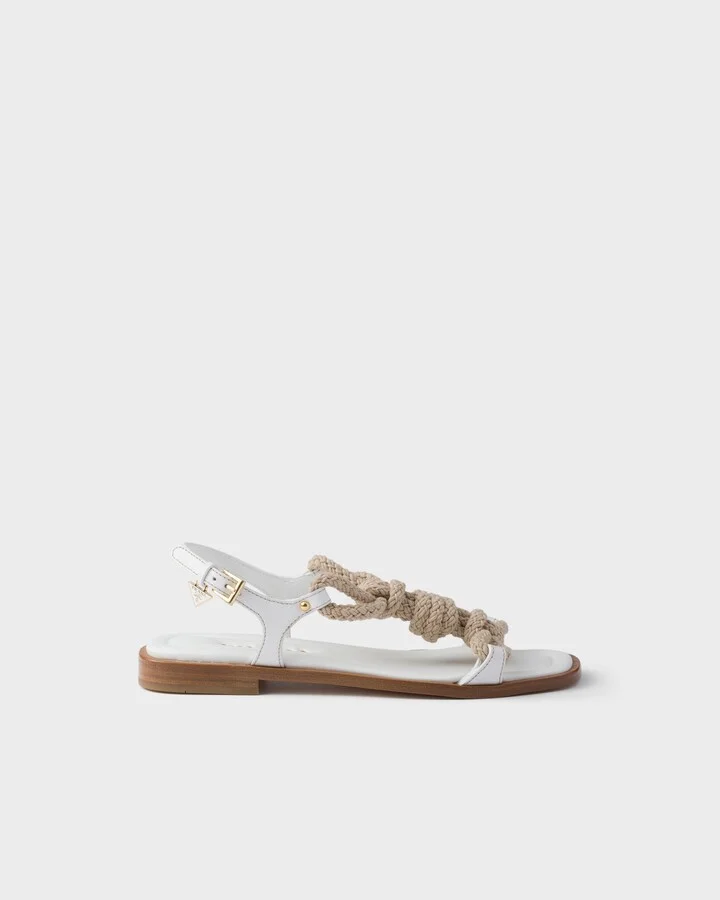 Flat leather and cord sandals - Image 2