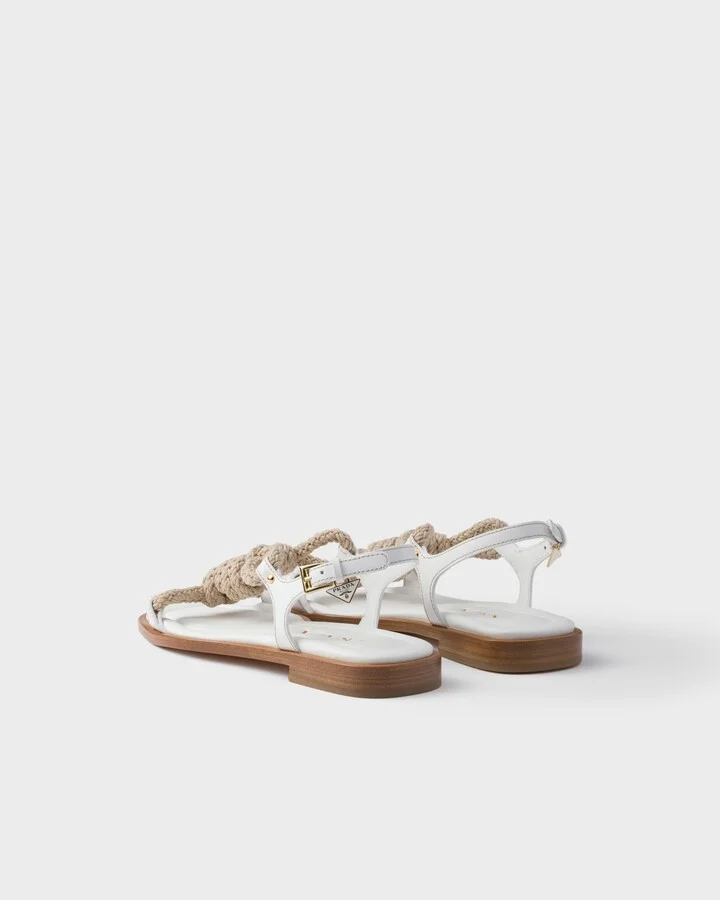 Flat leather and cord sandals - Image 4