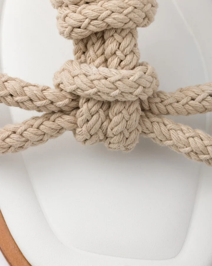 Flat leather and cord sandals - Image 5