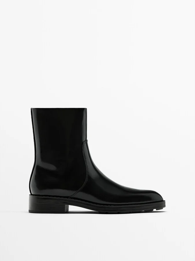 Flat Leather Ankle Boots - Image 2