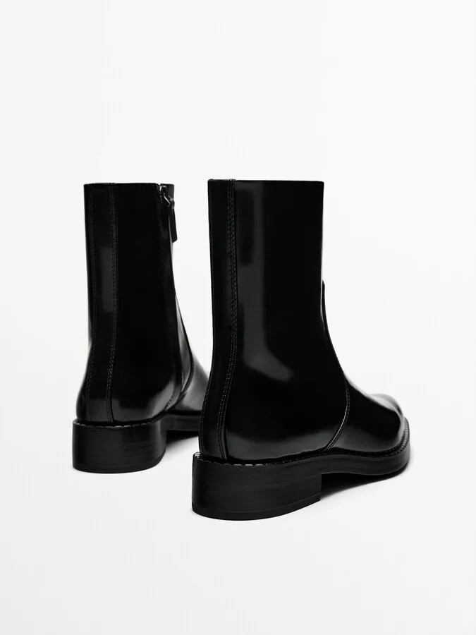Flat Leather Ankle Boots - Image 4