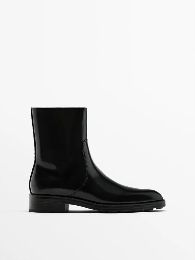 Flat Leather Ankle Boots