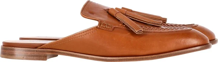 Flat Mules in Brown Leather