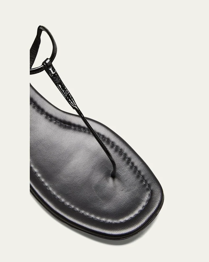 Flat Patent Leather Thong Sandals - Image 3
